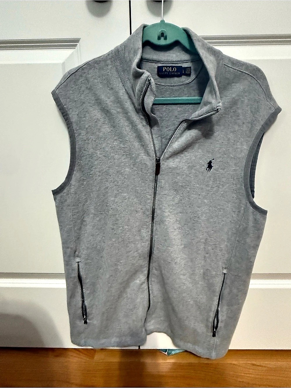 Men’s Polo Ralph Lauren Full-Zip Cotton Sweater Vest Gray Size Large